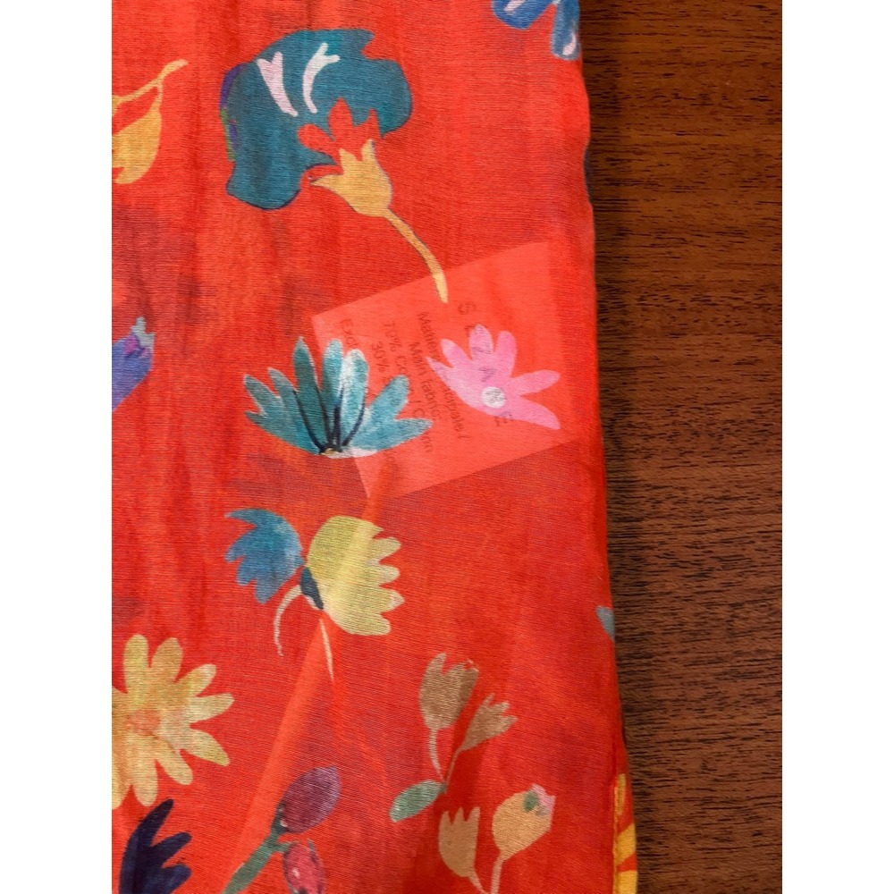 Sezane x C. Kero Floral Cotton Silk Blend Blouse Shirt Orange Daisy Print 36 EU - Picture 11 of 14